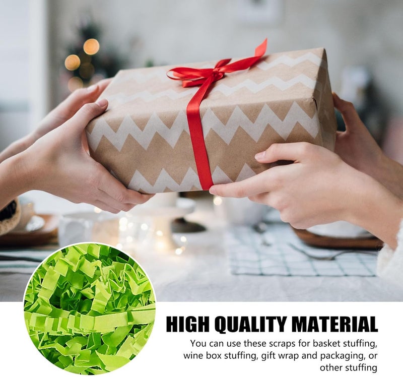 ZEBMOON 2 LB Fluorescent Green Crinkle Cut Paper Shred Filler Great for Gift Wrapping, Basket Filling, Birthday, Wedding, Halloween, Thanksgiving, Christmas Day, New Year Party Decorations Filling Supplies - Image 2